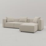 Acanva Luxury Modular Sectional Living Room Sofa Set, Modern Minimalist Style Couch with Ottoman and Chaise, L-Shape, Linen-Like Cream | Minimalist Style - Image 13