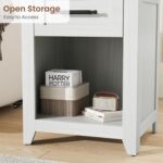 GarveeHome Nightstands Set of 2 with Charging Station, 1-Drawer Bedside Tables, Small Night Stands for Bedroom with Storage Shelf, End Tables, Walnut Top and White - Image 7