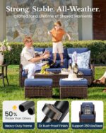 HILLGA 4-Piece Luxury Patio Furniture Set with 6" Thick Cushions, Weather-Resistant Wicker High Back Swivel Rocker Chairs,Senior-Friendly Outdoor Corner Sofa Set for Deck,Yard and Poolside,Blue(V2) - Image 7