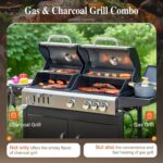 Sophia & William Charcoal and Propane Gas Grill Combo with Side Burner & Porcelain-Enameled Cast Iron Grate, Dual Fuel BBQ Grill for Outdoor, Barbecue Grill, 690 SQIN Cooking Area - Image 3
