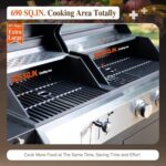 Sophia & William Charcoal and Propane Gas Grill Combo with Side Burner & Porcelain-Enameled Cast Iron Grate, Dual Fuel BBQ Grill for Outdoor, Barbecue Grill, 690 SQIN Cooking Area - Image 4
