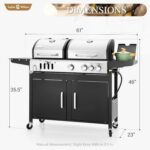 Sophia & William Charcoal and Propane Gas Grill Combo with Side Burner & Porcelain-Enameled Cast Iron Grate, Dual Fuel BBQ Grill for Outdoor, Barbecue Grill, 690 SQIN Cooking Area - Image 7