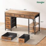 Huuger Computer Desk with 6 Drawers, Office Desk with Shelves, Reversible Gaming Desk, Corner Desk with Storage, Work for Home Office, Study, Living Room, 47inch, Rustic Brown - Image 4
