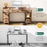 Huuger Computer Desk with 6 Drawers, Office Desk with Shelves, Reversible Gaming Desk, Corner Desk with Storage, Work for Home Office, Study, Living Room, 47inch, Rustic Brown - Image 6