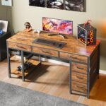Huuger Computer Desk with 6 Drawers, Office Desk with Shelves, Reversible Gaming Desk, Corner Desk with Storage, Work for Home Office, Study, Living Room, 47inch, Rustic Brown - Image 8