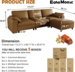 EASE MOOSE Oversized Modular Sectional Sofa, Waterproof & Scratch-Resistant Faux Leather Sofa with Deep Seat, Comfy L-Shaped Sofa with Storage Ottoman, Sectional Couches for Living Room, Brown - Image 3