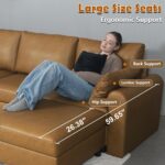 EASE MOOSE Oversized Modular Sectional Sofa, Waterproof & Scratch-Resistant Faux Leather Sofa with Deep Seat, Comfy L-Shaped Sofa with Storage Ottoman, Sectional Couches for Living Room, Brown - Image 5
