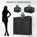 9-Drawer Dresser for Bedroom, Anti-Tip Tall Storage Organizer Chest of Drawers with Wooden Top and Metal Frame Fabric Bins for Closet, Living Room, Hallway, Entryway, Black - Image 4