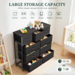9-Drawer Dresser for Bedroom, Anti-Tip Tall Storage Organizer Chest of Drawers with Wooden Top and Metal Frame Fabric Bins for Closet, Living Room, Hallway, Entryway, Black - Image 6