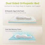 CWAWZ Extra Large Dog Bed, Orthopedic Dog Bed with Cooling Gel Memory Foam, Waterproof XL Pet Bed with Removable Washable Cover, 42" Pet Sofa Couch Dutch Velvet with Bone Toy, Light Gray - Image 3