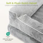 CWAWZ Extra Large Dog Bed, Orthopedic Dog Bed with Cooling Gel Memory Foam, Waterproof XL Pet Bed with Removable Washable Cover, 42" Pet Sofa Couch Dutch Velvet with Bone Toy, Light Gray - Image 9