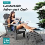SERWALL Foldable Adirondack Chair Set of 4, HDPE Adirondack Chair with Wood-Texture-Gray - Image 7