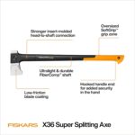 Fiskars X36 Super Splitting Axe 36", Forged Steel Blade for More One-Strike Splits on Large Logs, Shock-Absorbing FiberComp Handle & Low-Friction Coating for Easy Removal & Rust Protection - Image 4
