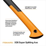 Fiskars X36 Super Splitting Axe 36", Forged Steel Blade for More One-Strike Splits on Large Logs, Shock-Absorbing FiberComp Handle & Low-Friction Coating for Easy Removal & Rust Protection - Image 5