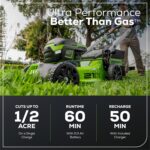 Greenworks 60V 21" Brushless (Push) Cordless Lawn Mower, 5.0Ah Battery (1/2 Acre, Rapid Charger, 4-in-1, LED Lights, IPX4) - Image 4