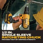 DEWALT 20V Max Cordless Drill Driver Set, 2 Speed, High Performance Motor, Includes 2 XR 1.3Ah Li-Ion Batteries, Charger and Contractor Bag (DCD771C2) - Image 7
