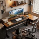 OffiGo 63 Inch L Shaped Electric Standing Desk with Drawers, Height Adjustable Large Desk with Power Outlets, Sit Stand Table, Writing Computer Desk for Home, Office, Workstation, Rustic Brown - Image 3
