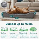 FurHaven Orthopedic Dog Bed for Large Dogs, Luxe Lounger Contour Mattress with Solid Orthopedic Foam Slab for Joint Support, Removable Washable Cover, Jumbo XL, Plush Suede, Gray - Image 4