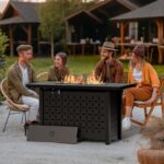 Vongrasig 43" Gas Fire Pit for Outside, 50,000 BTU Outdoor Propane Fire Pit Table with Lid & Lava Rock, Steel Rectangular Fire Table for Patio, Backyard, Deck, Garden, Black - Image 3