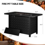 Vongrasig 43" Gas Fire Pit for Outside, 50,000 BTU Outdoor Propane Fire Pit Table with Lid & Lava Rock, Steel Rectangular Fire Table for Patio, Backyard, Deck, Garden, Black - Image 4