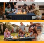 Vongrasig 43" Gas Fire Pit for Outside, 50,000 BTU Outdoor Propane Fire Pit Table with Lid & Lava Rock, Steel Rectangular Fire Table for Patio, Backyard, Deck, Garden, Black - Image 5