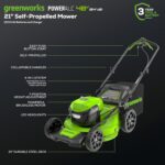 Greenworks 48V (24V x 2) 21" Brushless Self-Propelled Mower+12" String Trimmer+320CFM Blower,(2) 5.0Ah Batteries and 4A Dual Port Charger - Image 3