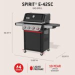 Weber Spirit® E‑425C Gas Grill (Liquid Propane) for Outdoor Cooking – Black, 4‑Burner Grill with 2 Boost Burners, Porcelain-Enameled Cast-Iron Grates & Sear Zone - Image 5