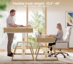 SEDETA 59 Inch L Shaped Electric Standing Desk with Drawers, Executive Adjustable Desk with Power Outlets, Sit Stand Computer Table for Home Office, Oak - Image 4