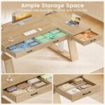 SEDETA 59 Inch L Shaped Electric Standing Desk with Drawers, Executive Adjustable Desk with Power Outlets, Sit Stand Computer Table for Home Office, Oak - Image 7