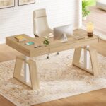 SEDETA 59 Inch L Shaped Electric Standing Desk with Drawers, Executive Adjustable Desk with Power Outlets, Sit Stand Computer Table for Home Office, Oak - Image 10