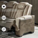 Signature Design by Ashley Next-Gen DuraPella Power Reclining Sofa – Wireless & USB Charging, Zero-Gravity, Adjustable Headrest, Water-Repellent Faux Leather, Drop-Down Table, Beige/Brown, 86” - Image 5