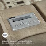 Signature Design by Ashley Next-Gen DuraPella Power Reclining Sofa – Wireless & USB Charging, Zero-Gravity, Adjustable Headrest, Water-Repellent Faux Leather, Drop-Down Table, Beige/Brown, 86” - Image 6
