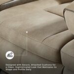 Signature Design by Ashley Next-Gen DuraPella Power Reclining Sofa – Wireless & USB Charging, Zero-Gravity, Adjustable Headrest, Water-Repellent Faux Leather, Drop-Down Table, Beige/Brown, 86” - Image 7
