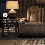 Signature Design by Ashley Next-Gen DuraPella Power Reclining Sofa – Wireless & USB Charging, Zero-Gravity, Adjustable Headrest, Water-Repellent Faux Leather, Drop-Down Table, Beige/Brown, 86” - Image 9