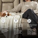 Signature Design by Ashley Next-Gen DuraPella Power Reclining Sofa – Wireless & USB Charging, Zero-Gravity, Adjustable Headrest, Water-Repellent Faux Leather, Drop-Down Table, Beige/Brown, 86” - Image 10