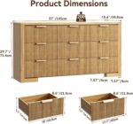 Fluted Dresser for Bedroom, 57" Modern Chest of Drawers with Metal Handle, Wood Closet Clothes Storage Organizer with 9 Drawers for Living Room, Hallway, Entryway, Natural Oak - Image 3