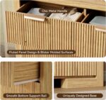 Fluted Dresser for Bedroom, 57" Modern Chest of Drawers with Metal Handle, Wood Closet Clothes Storage Organizer with 9 Drawers for Living Room, Hallway, Entryway, Natural Oak - Image 6