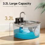 Voluas Stainless Steel Cat Water Fountain: 108oz/3.2L Wireless Cat Fountain Battery Operated for Drinking Indoor, Automatic Pet Water Dispenser Bowl with Ultra Quiet Pump, Easy Clean BPA-Free, 1Filter - Image 3