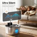 Voluas Stainless Steel Cat Water Fountain: 108oz/3.2L Wireless Cat Fountain Battery Operated for Drinking Indoor, Automatic Pet Water Dispenser Bowl with Ultra Quiet Pump, Easy Clean BPA-Free, 1Filter - Image 4