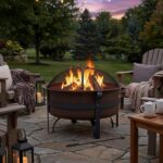 Sunnydaze Cauldron Wood-Burning Outdoor Fire Pit for Patio and Backyard - Round Steel Outside Firepit Bowl with Cover, Removable Ash Pan, Spark Screen, and Poker Tool - Dark Bronze - 29" - Image 10