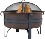 Sunnydaze Cauldron Wood-Burning Outdoor Fire Pit for Patio and Backyard - Round Steel Outside Firepit Bowl with Cover, Removable Ash Pan, Spark Screen, and Poker Tool - Dark Bronze - 29" - Image 11