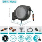 GARDENA (20500) Retractable Garden Hose Reel 50' x 1/2" hose, Wall Mounted, Automatic Retraction & Length Lock for Easy Watering. Heavy Duty Swivel Bracket 180°, Includes Nozzle. Made in Europe - Image 3