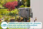 GARDENA (20500) Retractable Garden Hose Reel 50' x 1/2" hose, Wall Mounted, Automatic Retraction & Length Lock for Easy Watering. Heavy Duty Swivel Bracket 180°, Includes Nozzle. Made in Europe - Image 6