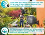 GARDENA (20500) Retractable Garden Hose Reel 50' x 1/2" hose, Wall Mounted, Automatic Retraction & Length Lock for Easy Watering. Heavy Duty Swivel Bracket 180°, Includes Nozzle. Made in Europe - Image 8
