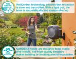 GARDENA (20500) Retractable Garden Hose Reel 50' x 1/2" hose, Wall Mounted, Automatic Retraction & Length Lock for Easy Watering. Heavy Duty Swivel Bracket 180°, Includes Nozzle. Made in Europe - Image 9