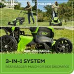 Greenworks 80V 21” Brushless (Push) Cordless Electric Lawn Mower + (500 CFM) Axial Leaf Blower + 13” String Trimmer (75+ Compatible Tools), (2) 2.0Ah Batteries and 30 Minute Rapid Charger - Image 9
