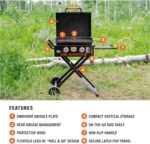 Blackstone 2350 On-the-Go 22” Omnivore Flex-Fold Griddle with Locking Hood, Powder Coated Steel, Black - Image 3