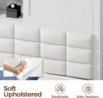 Rolanstar Queen Bed Frame with Charging Station, Bookcase Headboard Bed with LED Light and Sliding Doors, Platform Bed with Wooden Slats, No Box Spring Needed, Noise Free, White - Image 7
