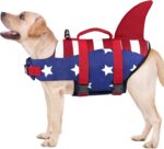 Malier Dog Life Jacket, High Buoyancy Shark Swimsuit, Ripstop American Flag, Medium, Red & Dark Blue - Image 3