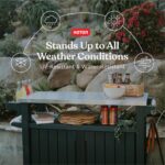 Keter Unity XL Portable Outdoor Table with Stainless Steel Top for Kitchen Prep and Outdoor Storage Cabinet for Grilling Accessories, Dark Grey - Image 5